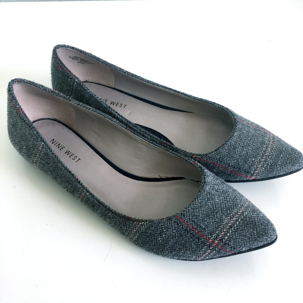 LIKE NEW Tweed Plaid Flats by Nine West - Picture 1 of 6